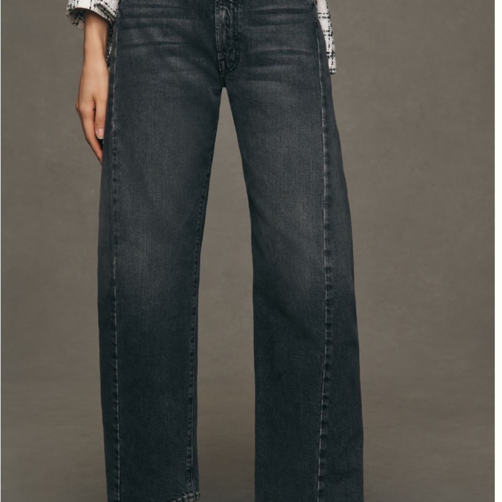 MOTHER Black Half Pipe Flood Barrel Jeans
